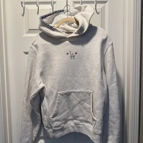 Madhappy x Dodgers Crystal Logo Fleece Hoodie Grey Ash Size Small - Picture 3 of 7